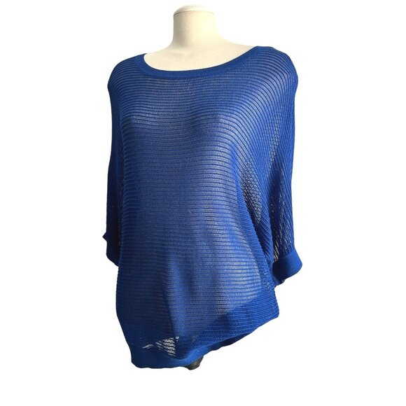 Apt9 Open Sparkly Knit Short Sleeve Round Neck Sweater Blouse Sz XL Womens Blue - Picture 5 of 10